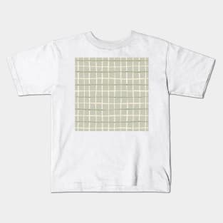 Handmade tattersall plaid, green and cream Kids T-Shirt